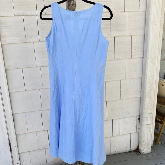 Liz Claiborne Sky Blue V-Neck Linen Dress - Picture 2 of 3